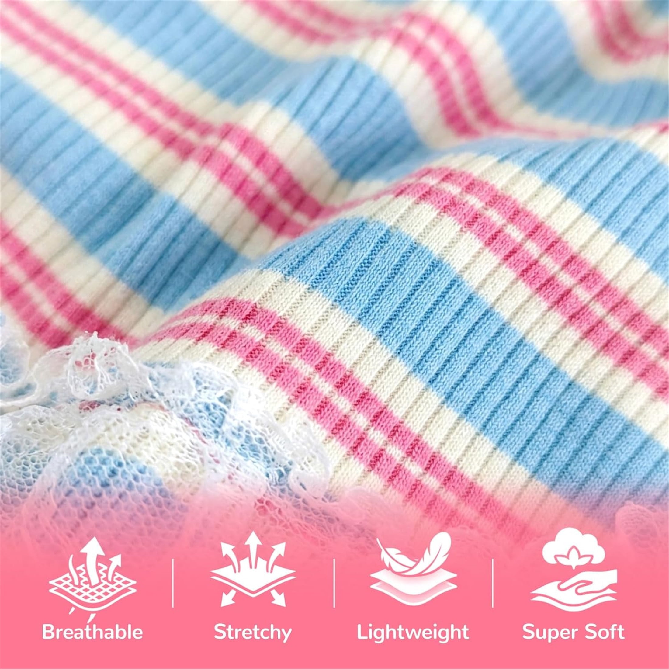 HQREA Striped Dog Shirts for Small Dogs Girl Cute Dog Dress Summer Puppy Clothes Pet Tshirt Skirt Outfits,2 Pack