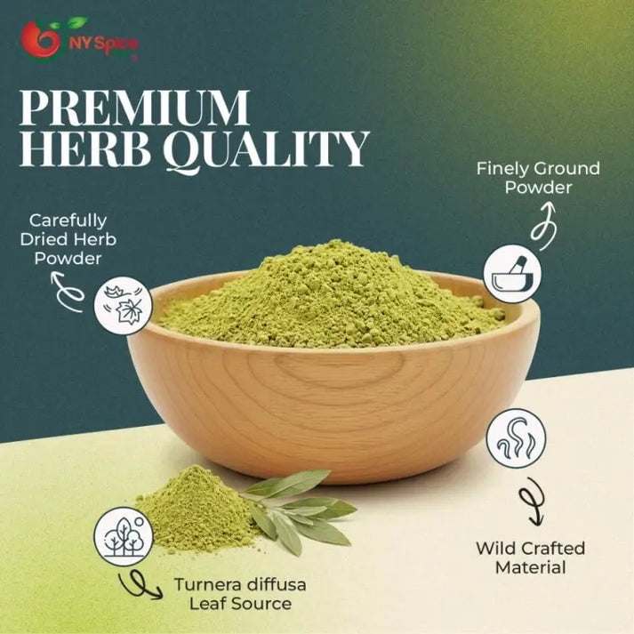 NY SPICE SHOP Damiana Leaf Powder - 1 Pound - Turnera Diffusa - Turnera Aphrodisiaca Powder - Herba de la Pastora Powder