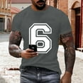 thumbnail image 2 of LMOIPLI Number 6 T-Shirt Unisex Short Sleeve Varsity Shirt Sports Team Jersey Crew Neck Fashionable Pullover Top Gray S, 2 of 6