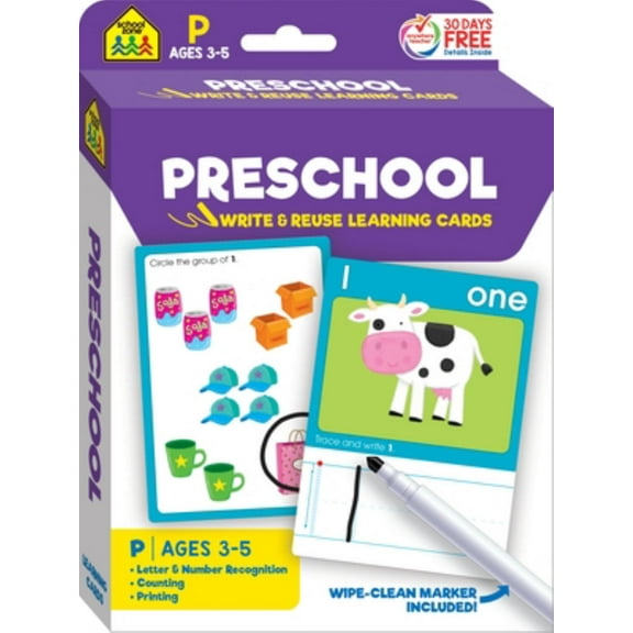 School Zone Preschool Write and Reuse Learning Cards (Hardcover)