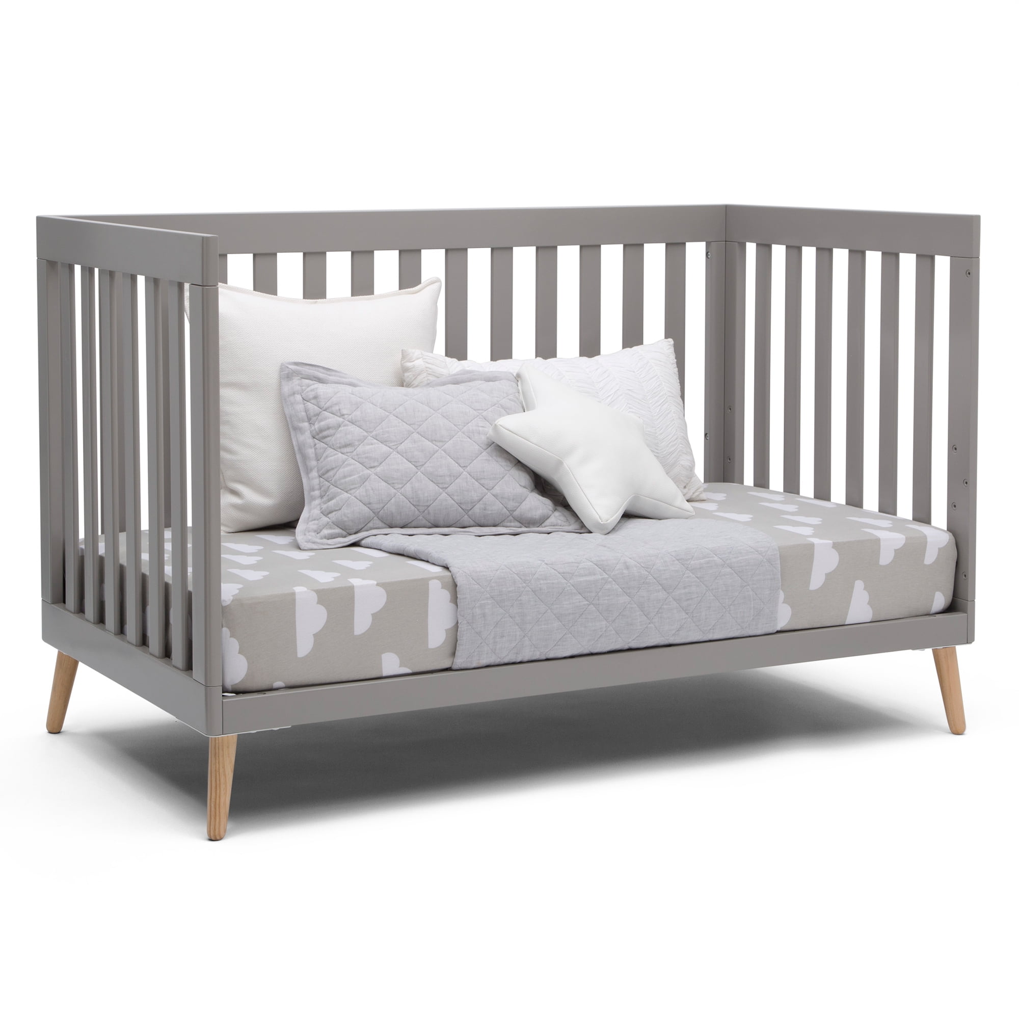 Delta Children Essex 4-in-1 Convertible Baby Crib, Grey/Natural Legs