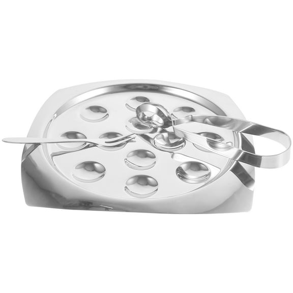 KALLORY Escargot Plate Set Heat Resistant Silver For Family Gatherings 1 Set