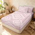 thumbnail image 3 of Erosebridal Traditional Aztec Zipper Full Size Comforter Sets with Fitted Sheet and 2 Pillowcases, Southwestern Rhombus Zipper Bedding Set, Blush Pink White, Pink Reversible, 3 of 7