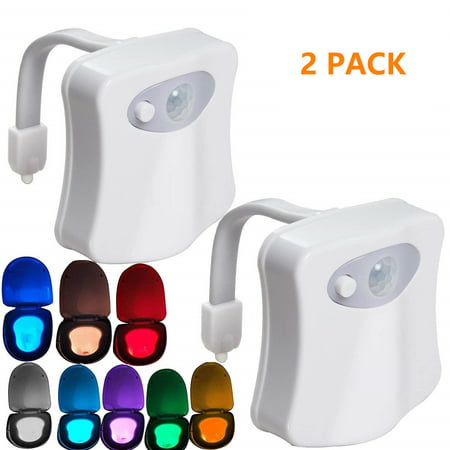 2PACK Toilet Night Light Motion Activated 8 Color Changing Led Toilet Seat Light Motion Sensor Toilet Bowl Light,