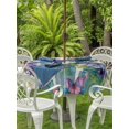 thumbnail image 3 of Outdoor Tablecloths with Umbrella Hole & Zipper, Hello Spring Round Tablecloth 54 Inch, Pastoral Purple Bottle Floral Rustic Burlap Waterproof Table Cloth, Patio/Pool/Picnic Table Covers, 3 of 8