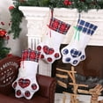 thumbnail image 2 of Calcetines Navideños para Mascotas con Diseño de Patitas y Cuadros Azules, Tela Suave, Estilo Festivo, Tamaño 45x20 cm, Peso Ligero de 71g, Incluye 1 Calcetín con Forma de Huella, 2 of 6