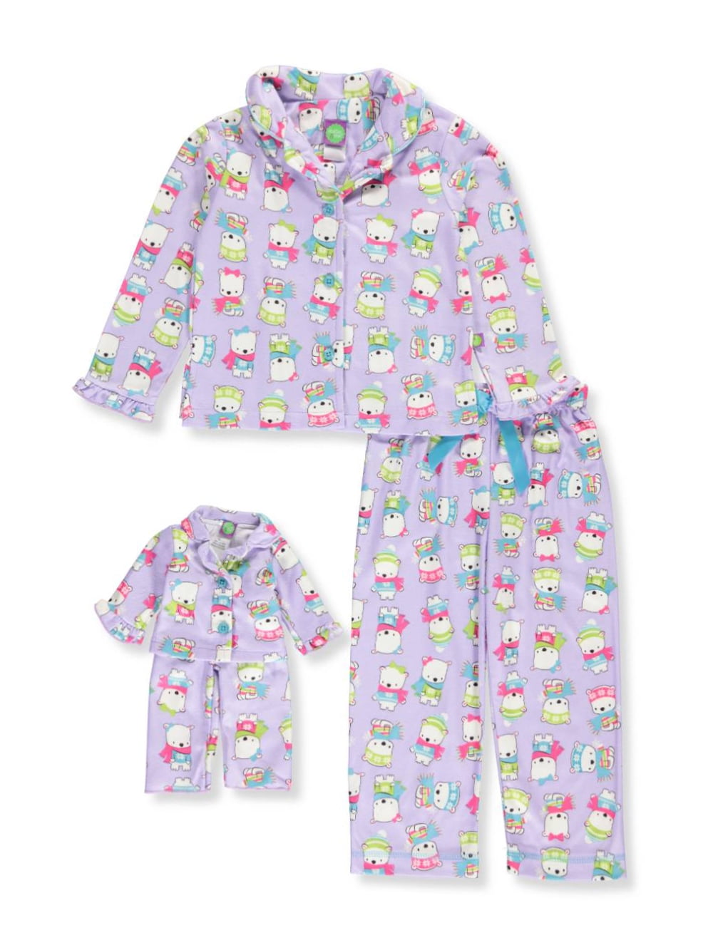 Little Girls' 2Piece Pajamas with Doll Outfit (Sizes 4 6X)