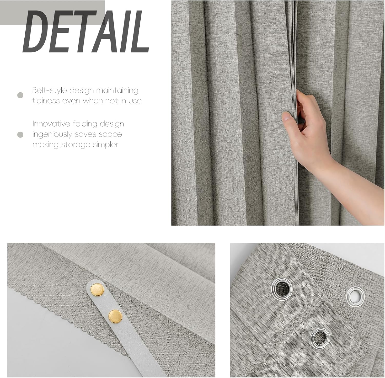 Magnetic Folding Shower Curtains Acordion Shower Curtain Fabric Polyester Waterproof Shower Curtains Suitable for Family Hotel Homestay Bathroom (Grey,77" W x 72" L) 1 Panel