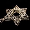 thumbnail image 4 of Star of David Hanukkah Christmas Rattan Tree Topper with Warm White LED String, Wire Weaving, Battery Powered, 7'' Star Tree Topper for Chanukah, Diwali, Birthday, Wedding, Parties & Home, 4 of 6