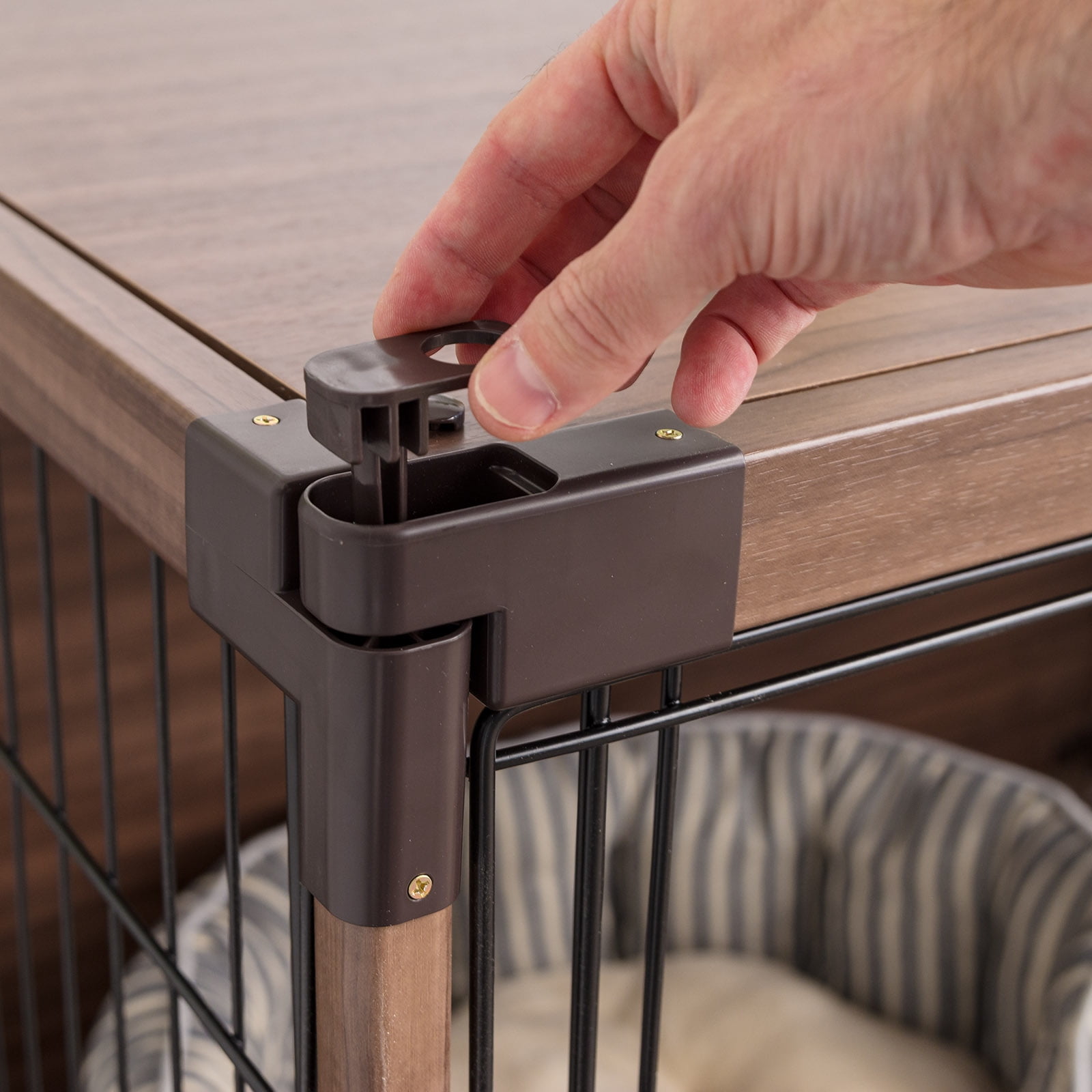 IRIS Furniture-Style Wooden Enclosed Pet Crate for Small Medium Dog, Dark Brown