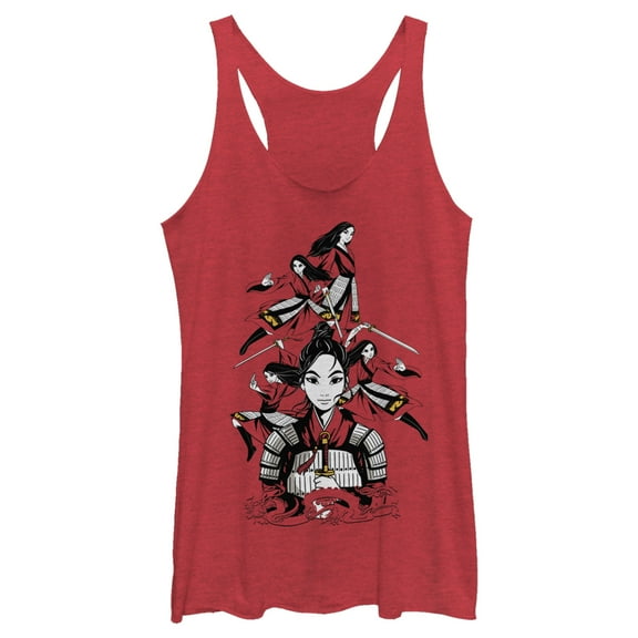 Women's Mulan Ready for Battle Racerback Tank Top Red Heather X Large