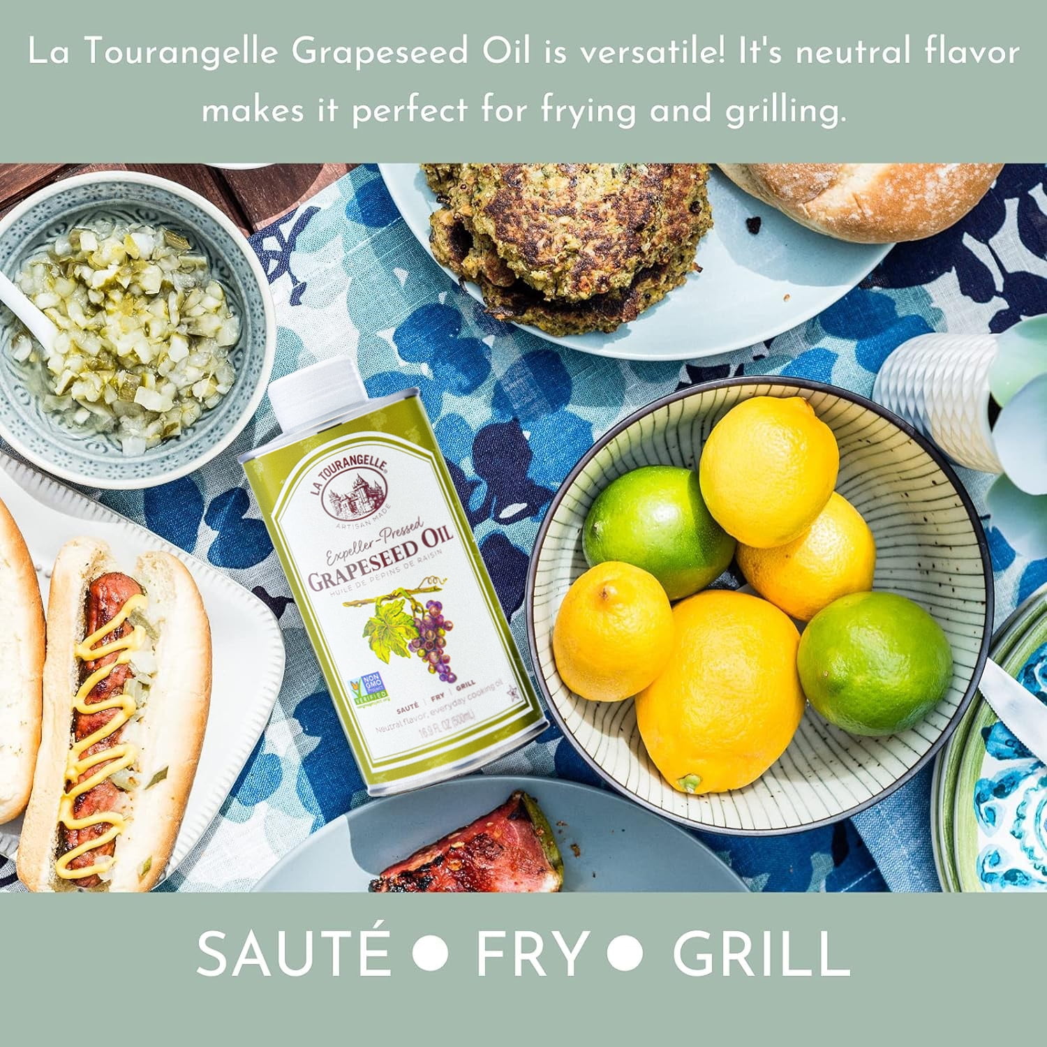 (3 pack) La Tourangelle Grapeseed Oil, Expeller-Pressed 16.9 fl oz