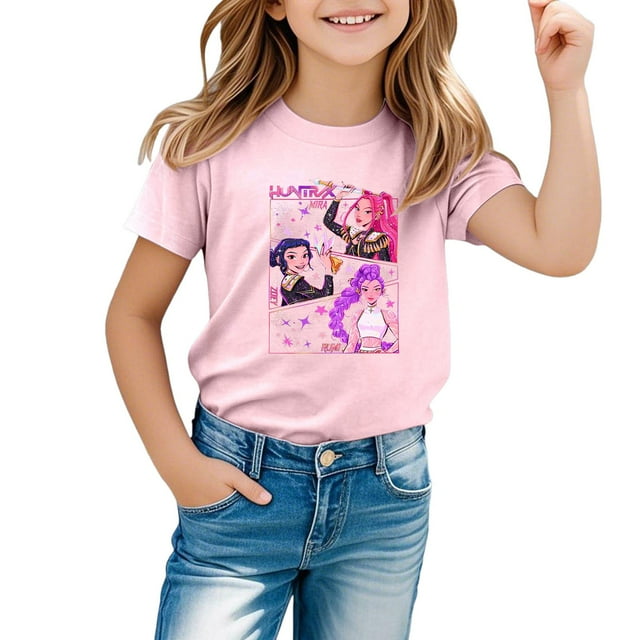 T-shirts Décontractés à Manches Courtes pour Filles, Col Rond Confortable pour Usage Quotidien et Activités Extérieures