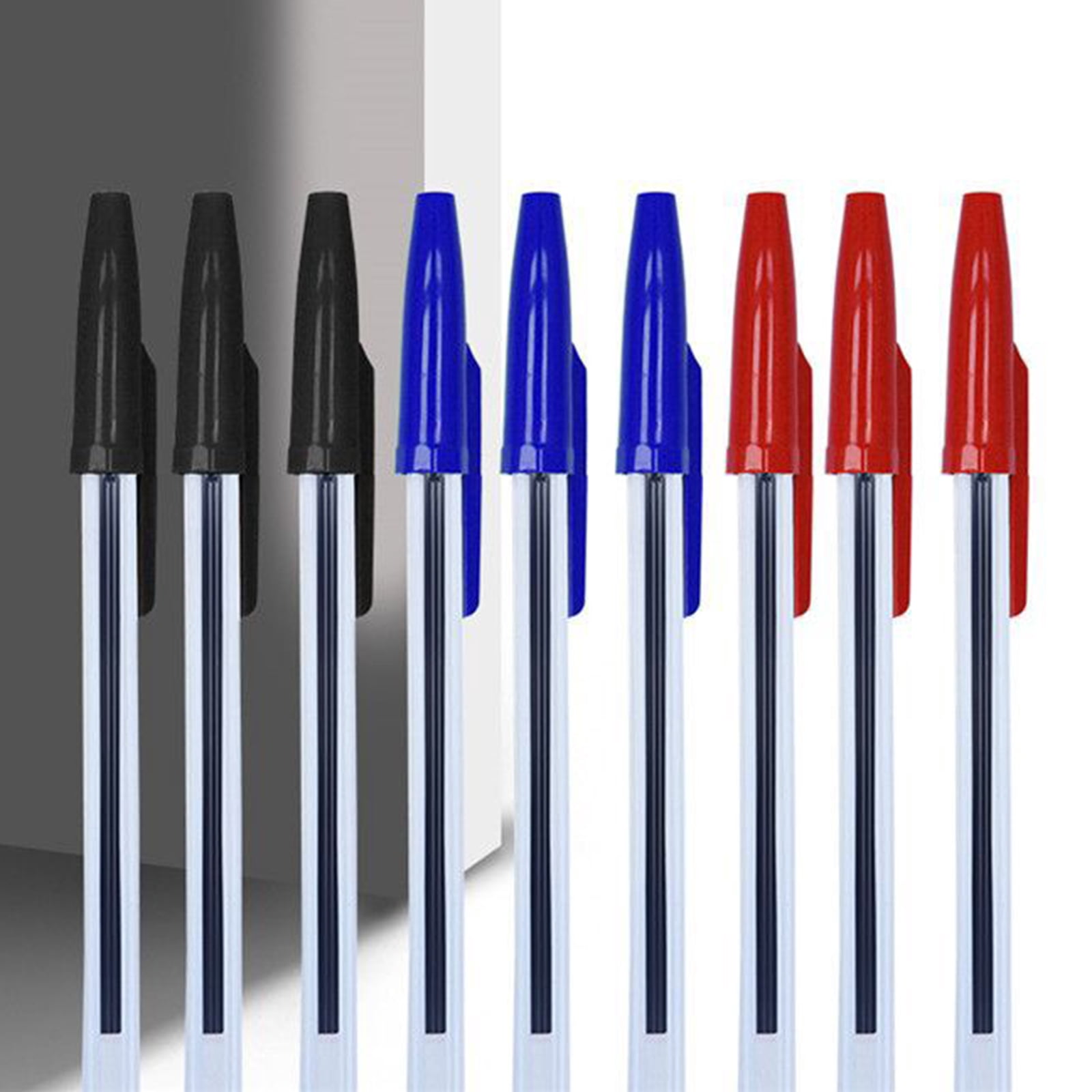Ballpoint Pen 12/24/50/100Pcs Office Point Pen with Refills, Blue/Black/Redness Inks, Writing Pen