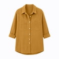 thumbnail image 7 of AherBiu Corduroy Shacket for Women Button down Shirt Lapel Collared Open Front Vintage Long Sleeve Tops with Pocket(X-Large,Yellow), 7 of 7