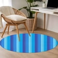 thumbnail image 5 of Blue Stripe Gradient Round Living Room Rugs 4 ft, Vertical Striped Modern Minimalist Art Washable Area Rug with Non-Slip Sturdy Edge Binding Round Carpet for Entryway Kitchen Bedroom Bathroom, 5 of 9