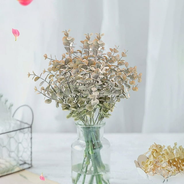 Xihbxyly Hojas Artificiales de Eucalipto Verde, Diseño Realista de Hoja de Dinero, Fácil de Moldear para Arreglos Florales, Decoración para Bodas y Oficina, Tamaño 33 X 5 X 5 Cm.