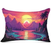 Bestwell Sunset Beach Plush Pillowcase,Luxury Soft King Pillow Case for Hair and Skin, Set Standard Size Pillow Covers with Zipper Closure,20x40in #543