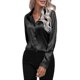 thumbnail image 2 of Blusas de Satén para Mujer, Informales, de Larga, con Botones, Elegantes, para Trabajo y Negocios Negro XL, 2 of 9
