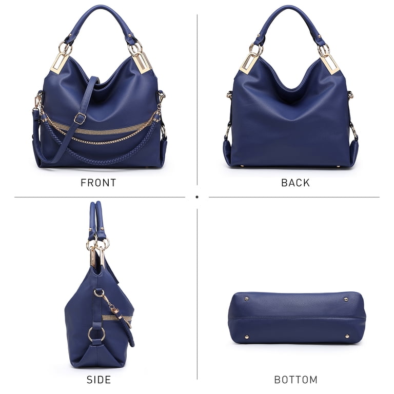 Dasein Women's Hobo Bag, Blue Rhinestone Faux Leather photo 3