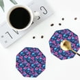 thumbnail image 5 of Pofeuu Blue Skull Flower Print Leather Coasters Set of 6, Round Cups Mugs Mat Pad for Home Kitchen Heat Resistant Drink Coasters,Octagon, 5 of 7