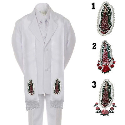 

6PC BABY KID TEEN BOY 1ST COMMUNION BAPTISM CHRISTENING WHITE SUIT STOLE SM-20