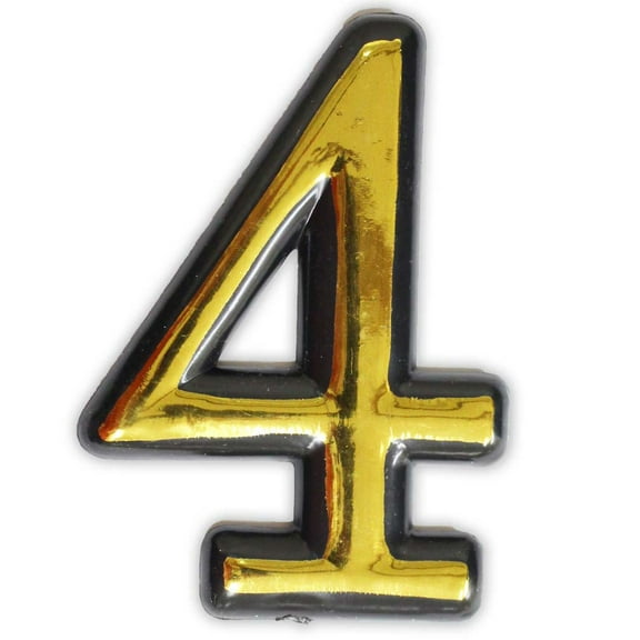 HAWK Gold Numeral 4 | Self-Adhesive Artisanal 4" Gold-Painted | Elegance & Versatility in Signage and Crafting | Versatile Usage for House & Event Signage