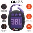 thumbnail image 2 of Altavoz Bluetooth JBL Clip 5 Portátil Resistente al Agua Morado, 2 of 2