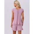 thumbnail image 4 of DARING DIVA Ruffle Trim Cap Sleeve Lounge Tops Shorts Pajama Sets L Pink, 4 of 6