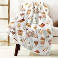 thumbnail image 5 of Fall Throw Blanket, Pumpkin Spice Autumn Fall Throws Blankets, Leaves and Berries Thanksgiving Day Blanket for Living Room Couch Bed Chair Dorm, 50"x60", Brown, 5 of 7