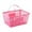 Pink, variant on simhoa Shopping Basket Handheld Lightweight Metal with Handle for Food Toys Bedroom Blue