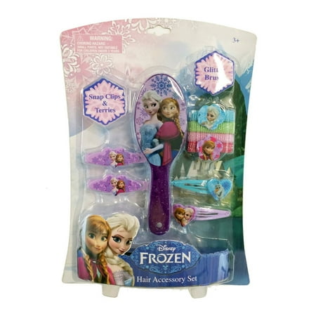 Disney Frozen Hair Accessories with Glitter Brush, Glitter Terries & Barrettes
