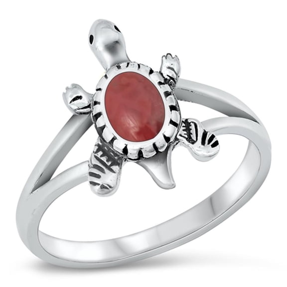 CHOOSE YOUR COLOR Turtle Animal Pet Ring .925 Sterling Silver Band Jewelry Female Male Unisex Size 5