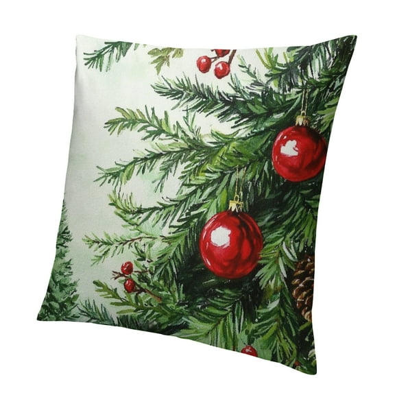 Patifu Christmas Tree Throw Pillow Covers Pine Trees Bells Winter Holiday Farmhouse Decorative Pillow Cases Cotton Cushion Cover for Home Room Bed Sofa Couch Chair 12x12in