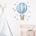 thumbnail image 1 of Adhesivo de pared con diseño de globo aerostático azul con dibujo animado y elefante durmiendo, 1 of 3