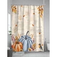 thumbnail image 5 of Fall Shower Curtain Blue Pumpkin Leaves Shower Curtains for Bathroom Thanksgiving Decor, Waterproof Polyester Shower Curtain Set with Hooks, Standard Size 72" x 72" Orange Pumpkin Bird Vintage, 5 of 6