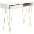 thumbnail image 3 of SAFAVIEH Marigold Mid-Century w/ Drawer Writing Desk, White Wash/Brass, 3 of 14