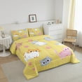 thumbnail image 2 of Erosebridal Cartoon Cat Comforter Set Twin Size Colorful Cats Bedding Set Teen Cute Kitten Paw Print Quilt Set Colorful Kawaii Cats Duvet Set Yellow 1 Pillow Case Bedroom Decor, 2 of 6