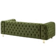 thumbnail image 6 of 3-Seater Button Tufted Velvet Sofa with Gold Metal Legs & Tuxedo Arms, Soft Upholstered Sleeper for Living Room, Green, 6 of 7