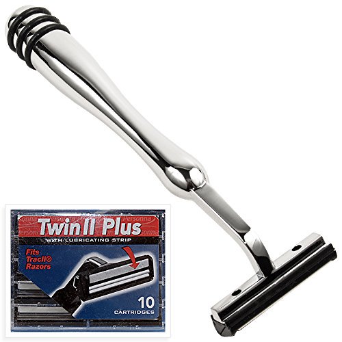 All Metal Trac 2 ( Trac II) Compatible Razor and 10 Personna Twin Blade Cartridges