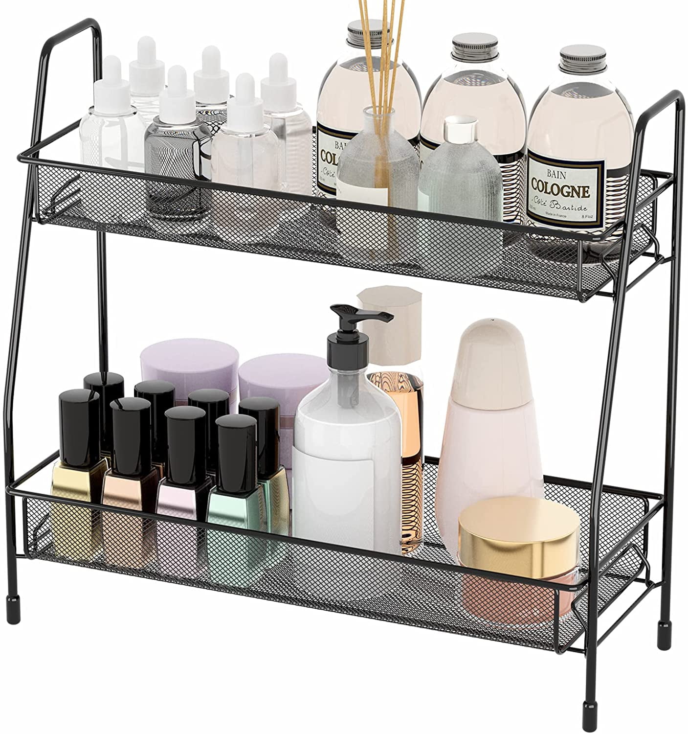 Spice Rack Organizer for Countertop 2 Tier Bathroom Bedroom Shelf Small Storage Rack