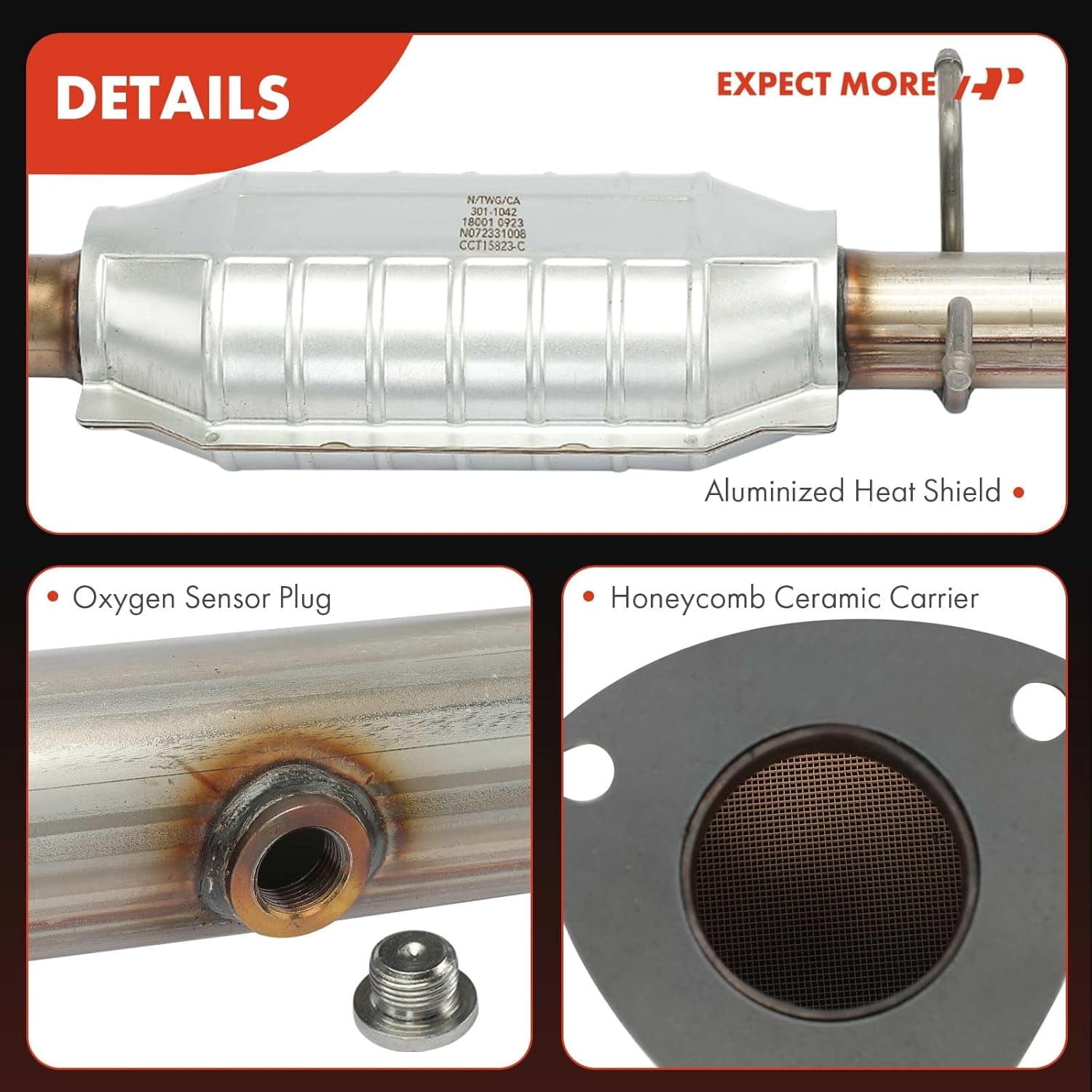 A-Premium Rear Catalytic Converter Kit Direct-Fit Compatible with Chevrolet S10 1996-2003 2.2L & GMC Sonoma 1996-2003 2.2L & Isuzu Hombre 1996-2000 2.2L, EPA Compliant