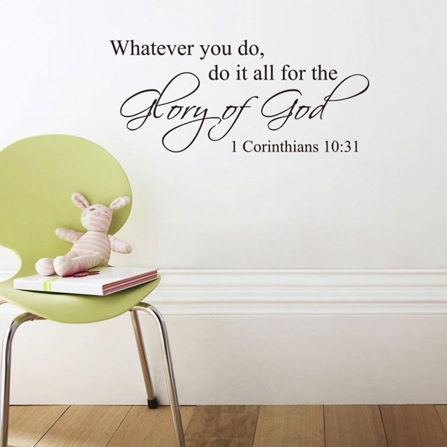 Etiqueta Engomada De La Pared De La Cita De La Biblia Calcomanía creativa de versículos de la Biblia, decoración de pared extraíble, no tóxica para el dormitorio de la habitación del hogar Wdftyju Libre de BPA