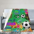thumbnail image 3 of Soccer Blanket - Soccer Blankets Soccer Gifts for Adult and Kids Plush Soccer Blanket for Couch Bed Sofa Home Decor 40"X50", 3 of 5