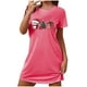 thumbnail image 4 of Camisón corto de talla grande para mujer, camisón de manga corta con estampado de pecho a la moda, camisón para mujer, 4 of 5