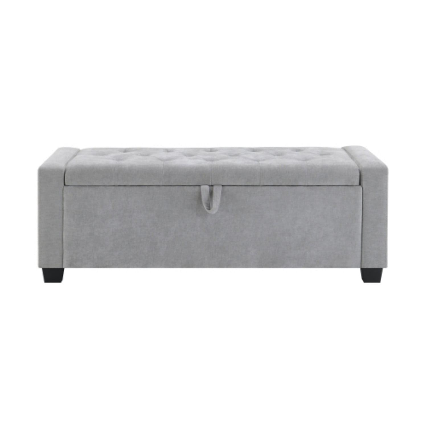 48" Storage Ottoman Bench with Safety Hinge, Upholstered Chenille Storage Bench for Bedroom, Entryway, Living Room, End of Bed Bench with Hidden Storage, Light Gray