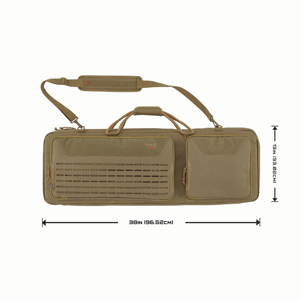 Tac-Six™ 38" Lockable Squad Firearm Case, Laser Cut Molle Front, Coyote