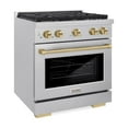 thumbnail image 3 of ZLINE Autograph Edition 30 in. 4.2 cu. ft. Paramount Gas Range with 4 Burner Cooktop and Convection Gas Oven in DuraSnow Stainless Steel and Champagne Bronze Accents (SGRSZ-30-CB), 3 of 9