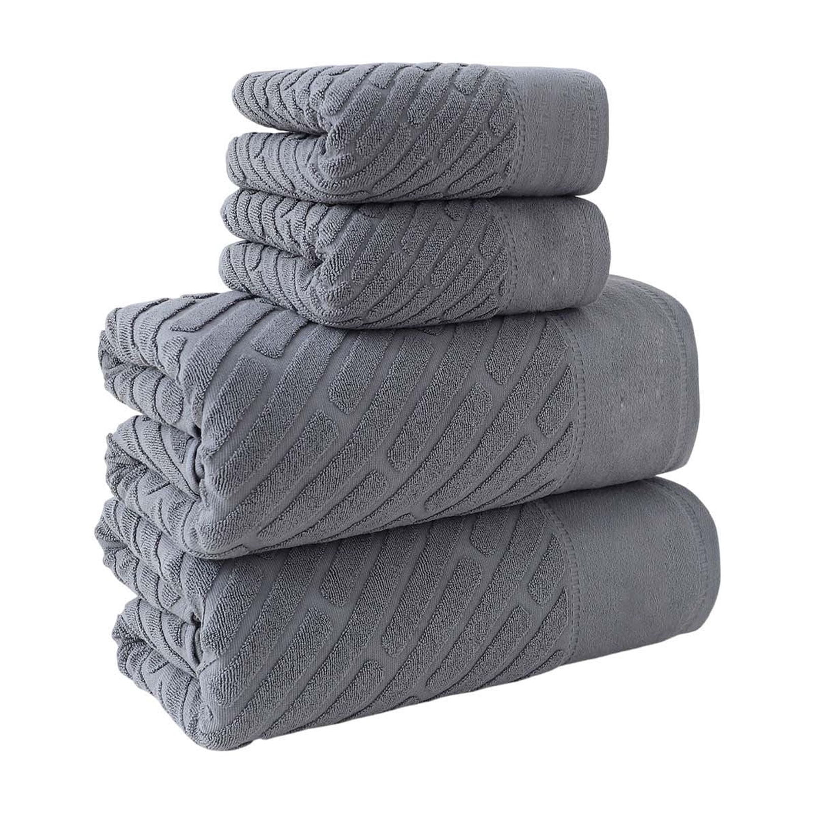 4PCS Bath Towel Sets Cottons 2 Towels 2 Bath Towels Comfortable Absorbent Thickened Soft Gentle for Baby Bath Towel