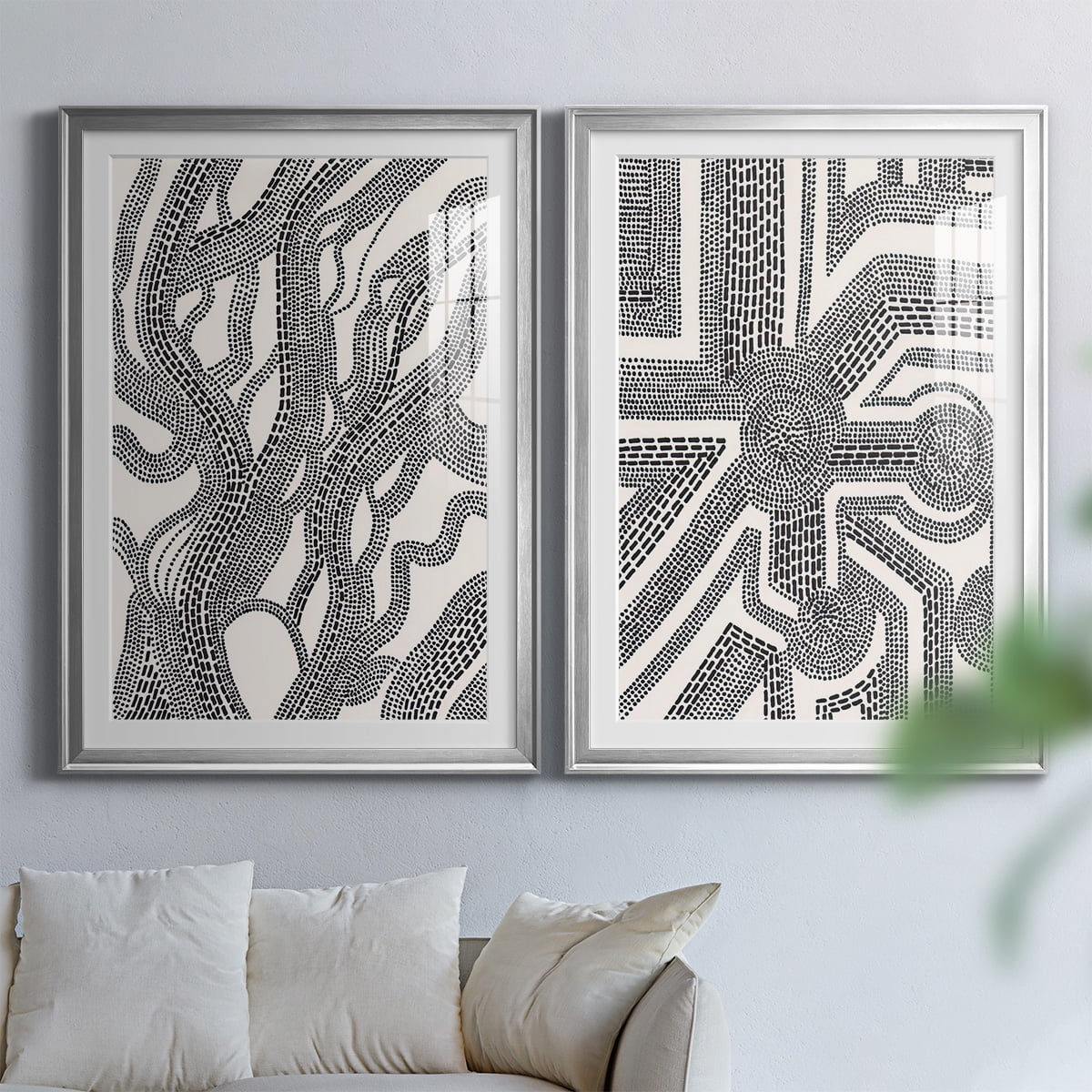 Wexford Home Dots and Dashes I Premium Framed Print, 26.5" x 36.5" - Ready to Hang, Silver (Set of 2)